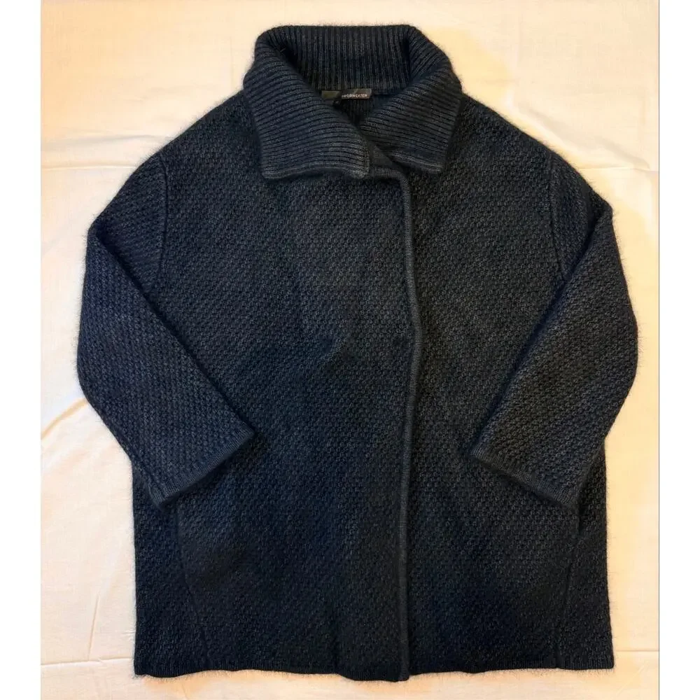 360SWEATER Wool Raccoon Yarn Oversized Sweater Coat Coatigan Women’s S Gray